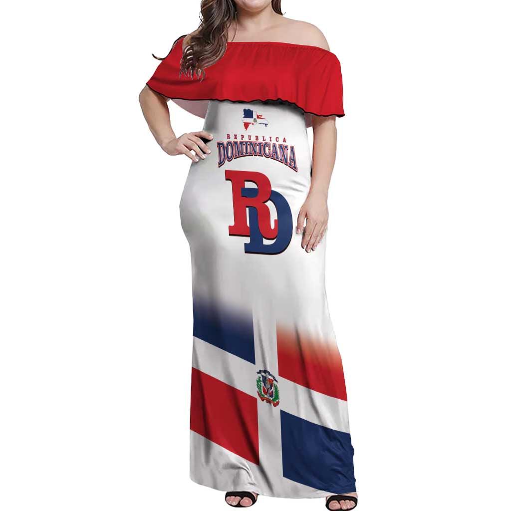 Custom Dominican Republic 2025 Baseball Off Shoulder Maxi Dress Go Champions Flag Style