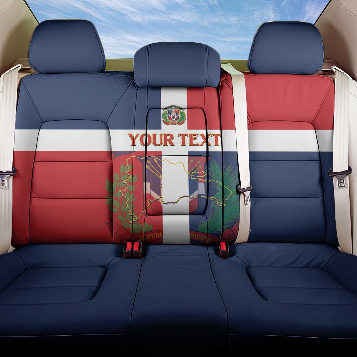 Custom Dominican Republic Football Back Car Seat Cover Go Champions Flag Style