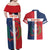 Custom Dominican Republic Football Couples Matching Off Shoulder Maxi Dress and Hawaiian Shirt Go Champions Flag Style