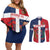 Custom Dominican Republic Football Couples Matching Off Shoulder Short Dress and Long Sleeve Button Shirt Go Champions Flag Style