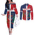 Custom Dominican Republic Football Couples Matching Off The Shoulder Long Sleeve Dress and Long Sleeve Button Shirt Go Champions Flag Style