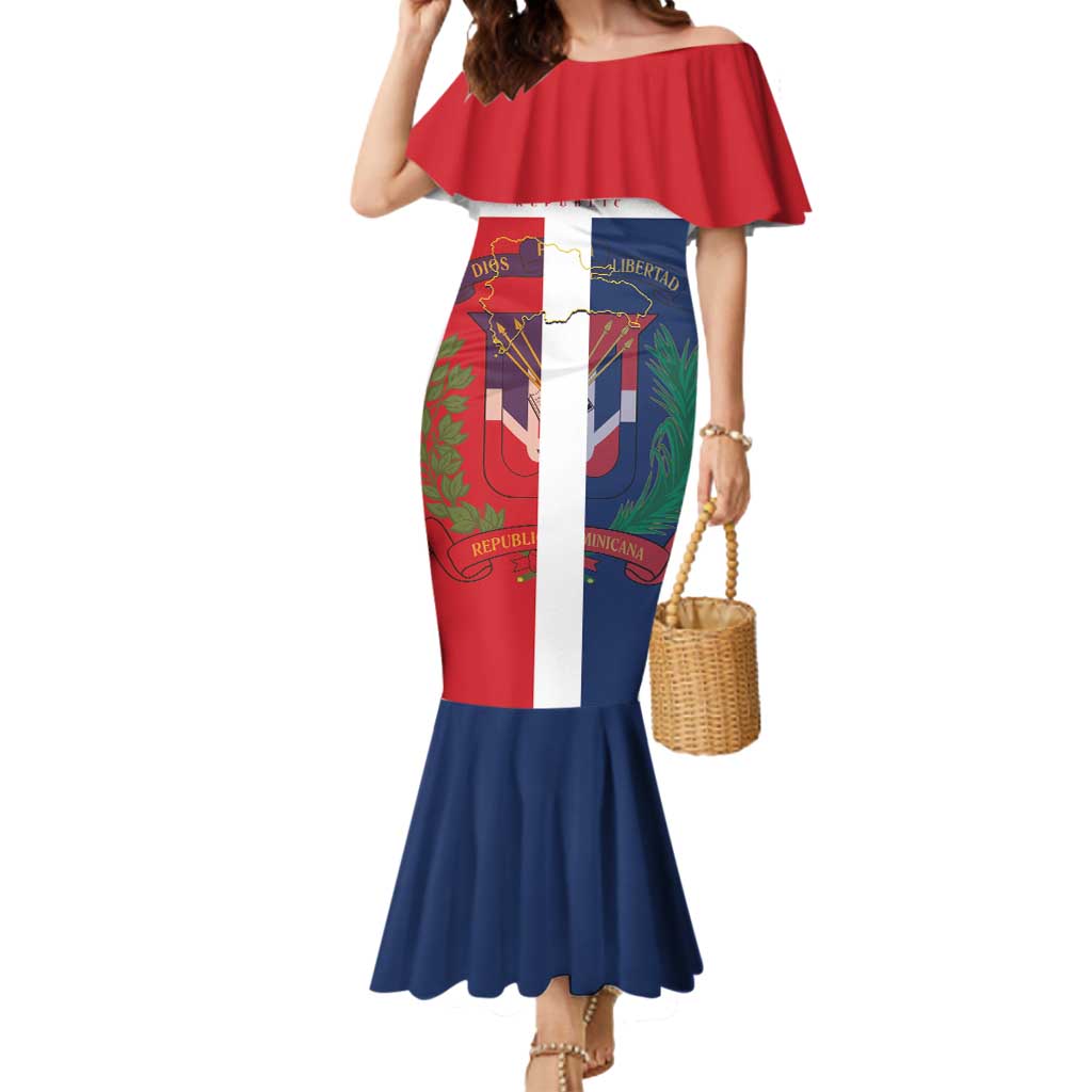 Custom Dominican Republic Football Mermaid Dress Go Champions Flag Style