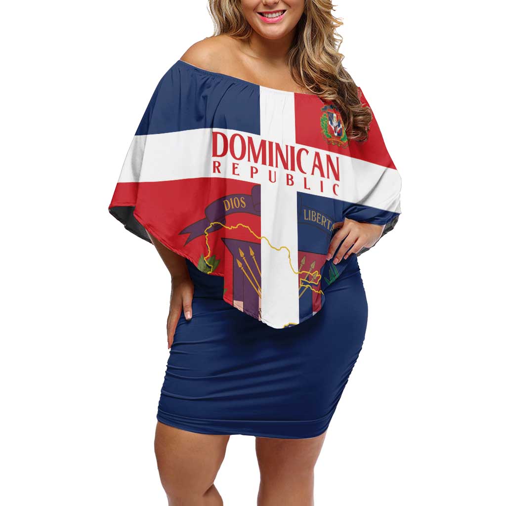 Custom Dominican Republic Football Off Shoulder Short Dress Go Champions Flag Style