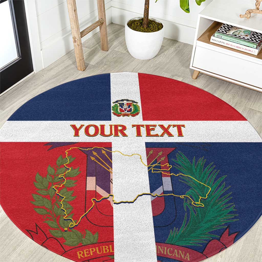 Custom Dominican Republic Football Round Carpet Go Champions Flag Style