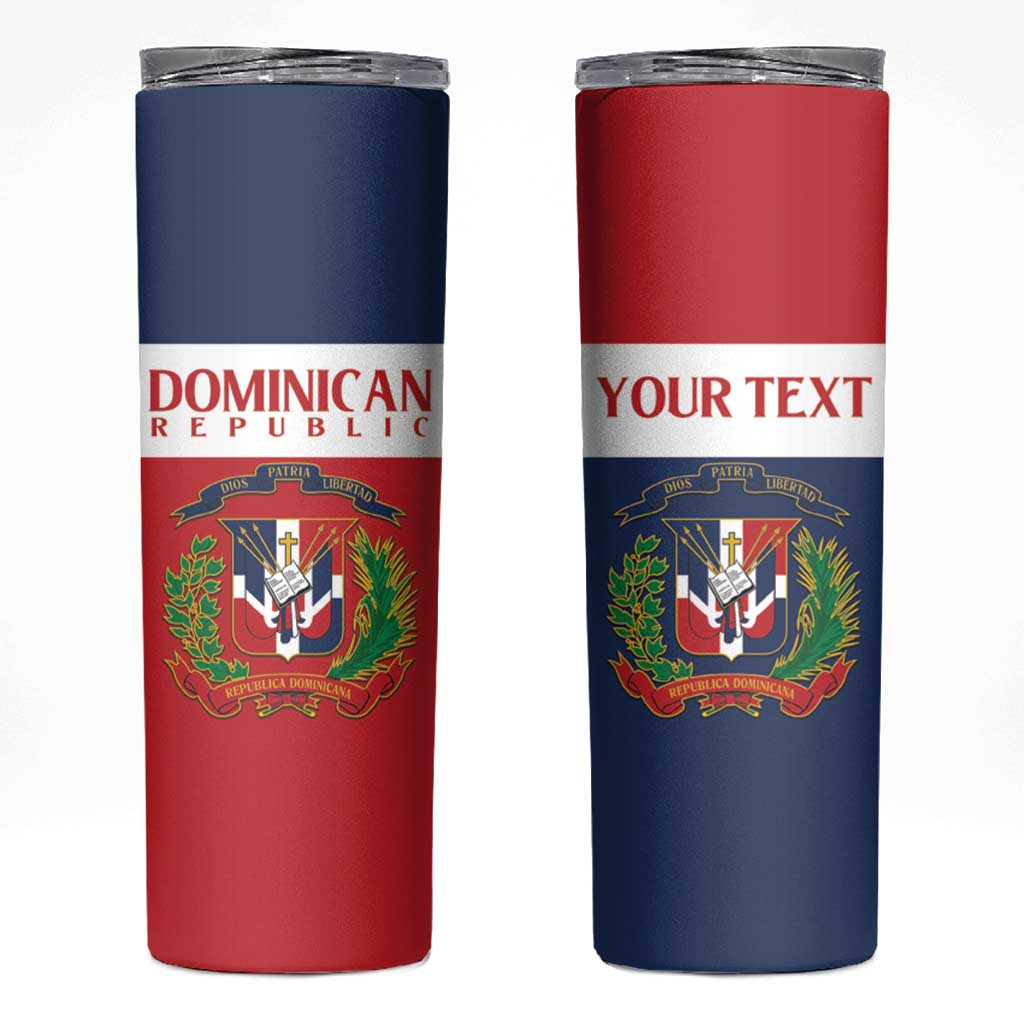 Custom Dominican Republic Football Skinny Tumbler Go Champions Flag Style