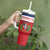 Custom Dominican Republic Football Tumbler With Handle Go Champions Flag Style