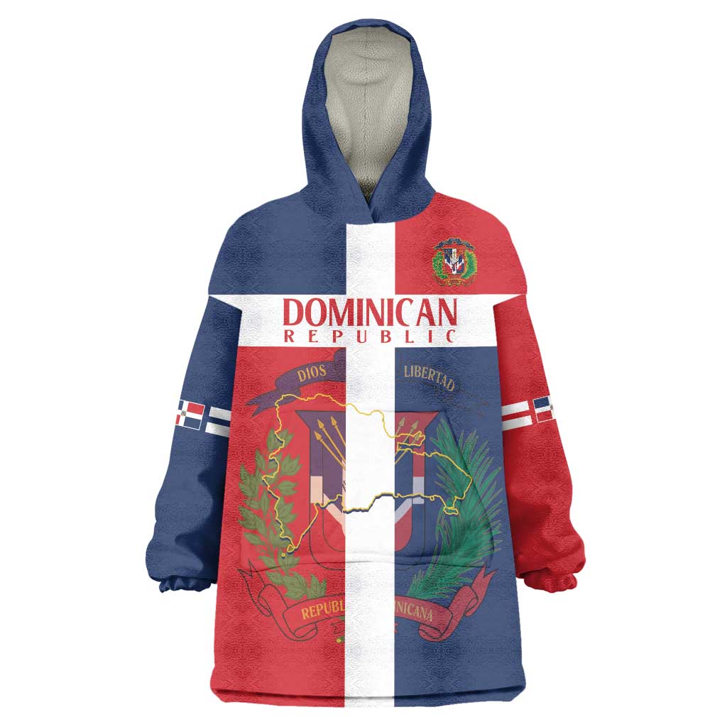 Custom Dominican Republic Football Wearable Blanket Hoodie Go Champions Flag Style - Wonder Print Shop