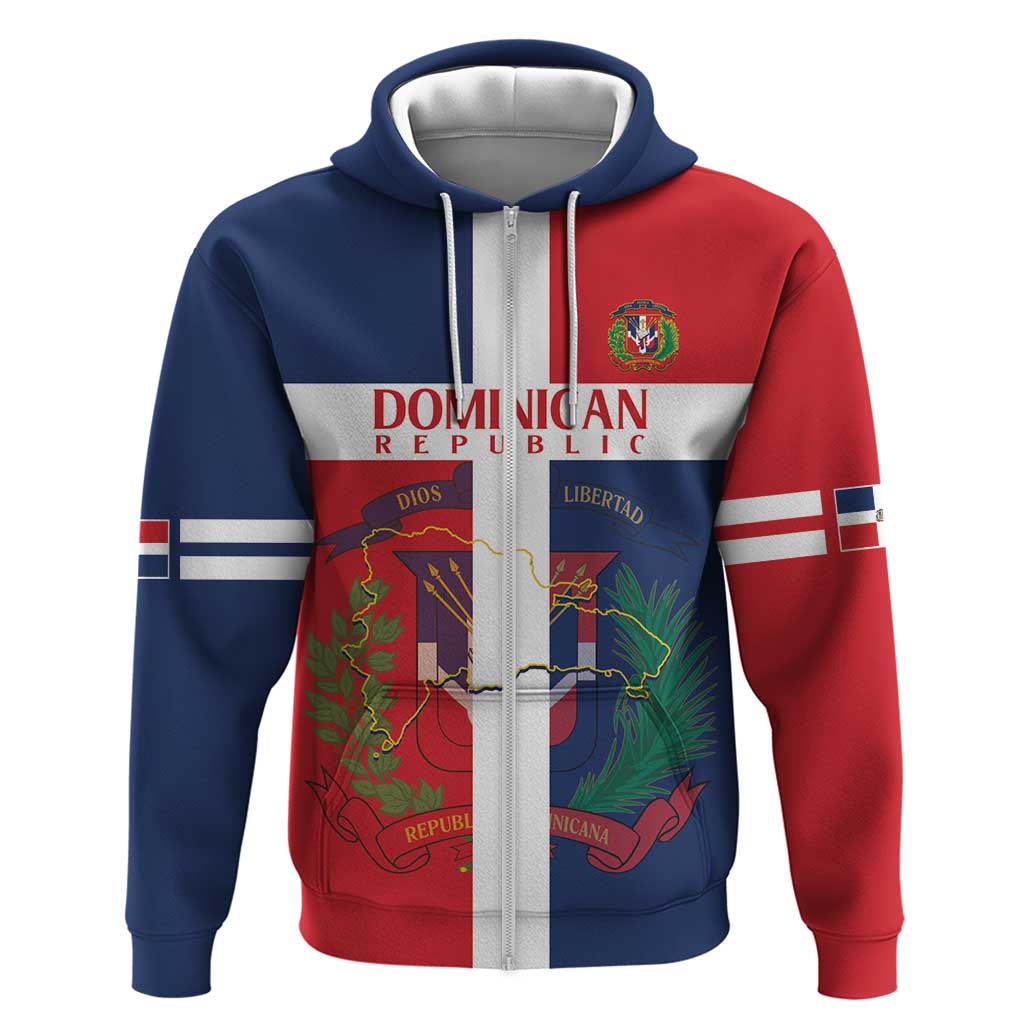 Custom Dominican Republic Football Zip Hoodie Go Champions Flag Style - Wonder Print Shop