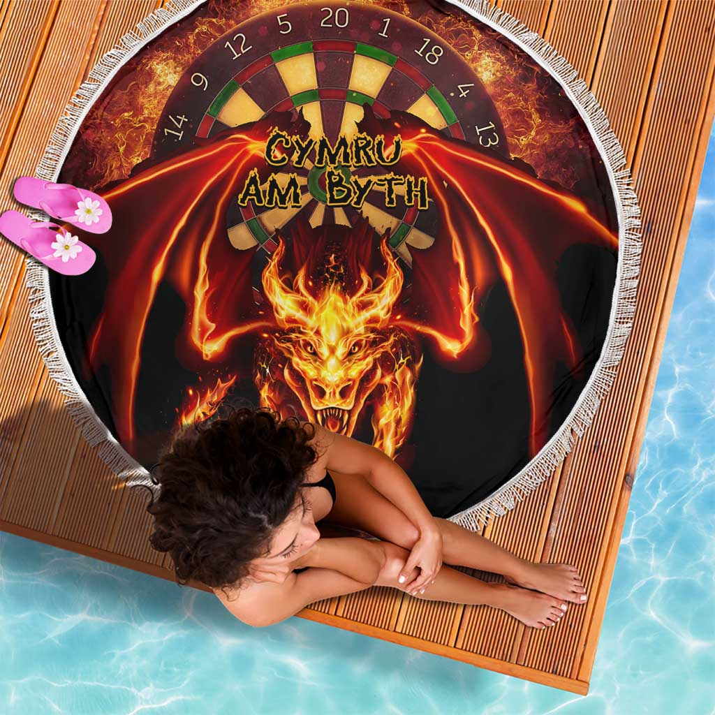 Cymru Am Byth Wales Darts Beach Blanket Go Welsh Flame Style