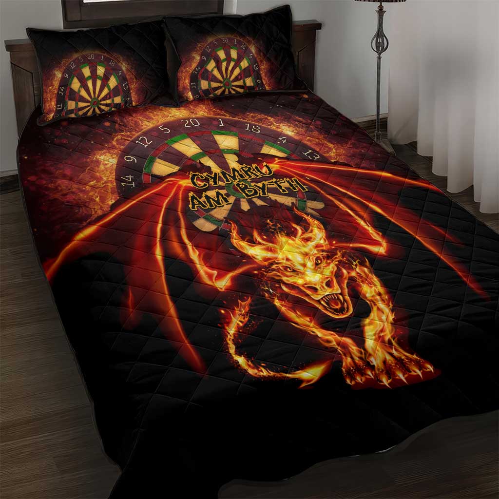 Cymru Am Byth Wales Darts Quilt Bed Set Go Welsh Flame Style