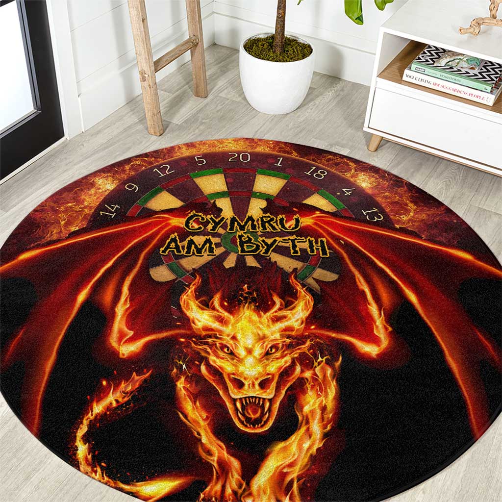 Cymru Am Byth Wales Darts Round Carpet Go Welsh Flame Style