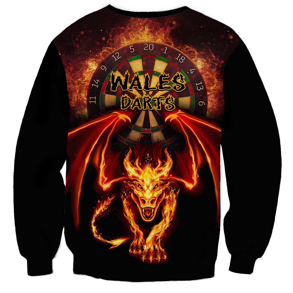 Cymru Am Byth Wales Darts Sweatshirt Go Welsh Flame Style