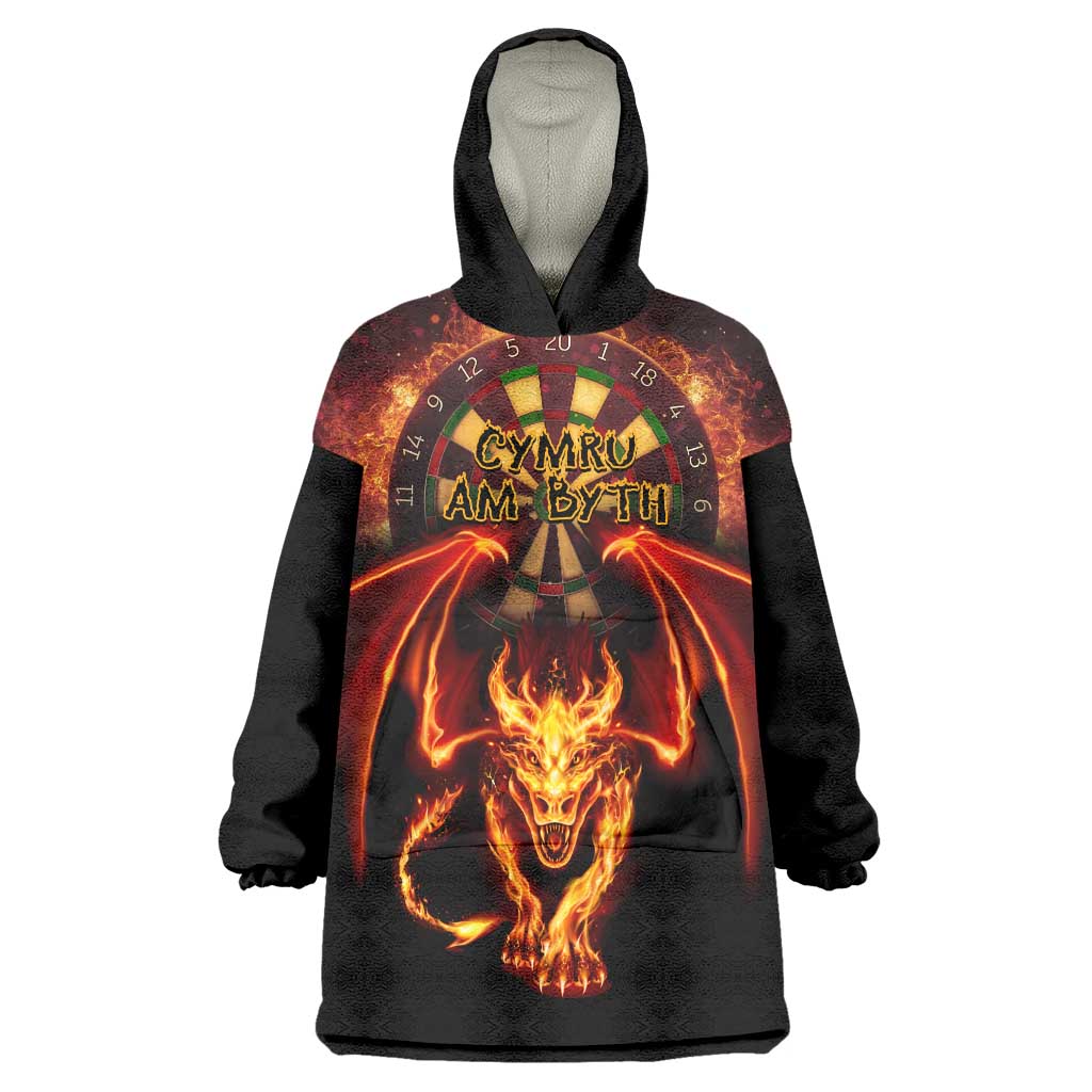 Cymru Am Byth Wales Darts Wearable Blanket Hoodie Go Welsh Flame Style - Wonder Print Shop