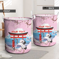 Japanese Torii Gate Cranes Personalised Laundry Basket Fuji Mount Sakura Seigaiha Pattern