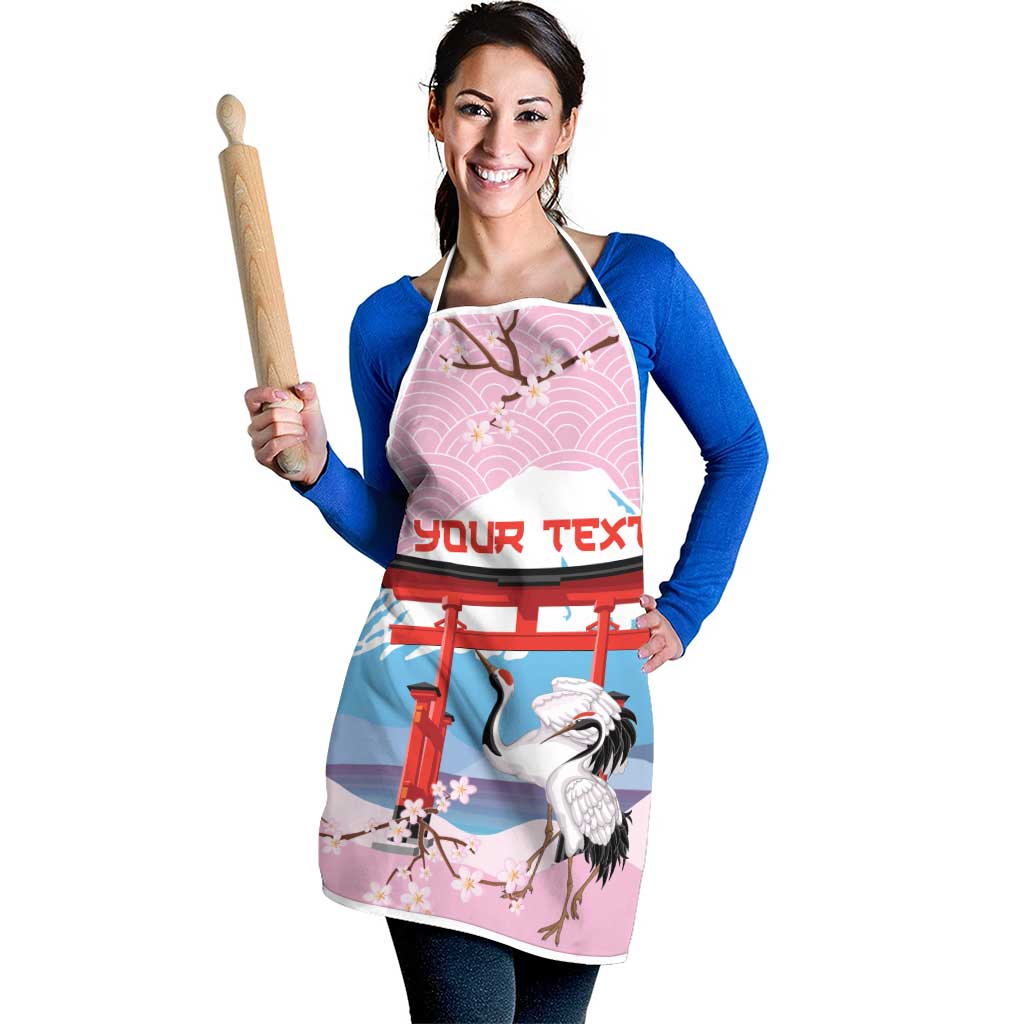 Japanese Torii Gate Cranes Personalised Apron Fuji Mount Sakura Seigaiha Pattern