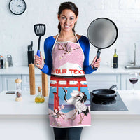 Japanese Torii Gate Cranes Personalised Apron Fuji Mount Sakura Seigaiha Pattern