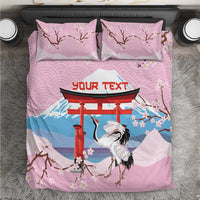 Japanese Torii Gate Cranes Personalised Bedding Set Fuji Mount Sakura Seigaiha Pattern