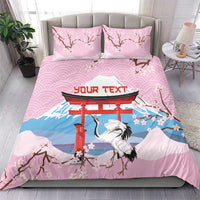 Japanese Torii Gate Cranes Personalised Bedding Set Fuji Mount Sakura Seigaiha Pattern