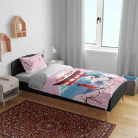 Japanese Torii Gate Cranes Personalised Bedding Set Fuji Mount Sakura Seigaiha Pattern
