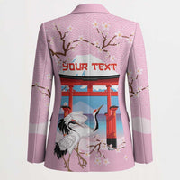 Japanese Torii Gate Cranes Personalised Blazer Fuji Mount Sakura Seigaiha Pattern