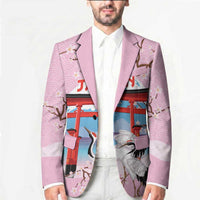 Japanese Torii Gate Cranes Personalised Blazer Fuji Mount Sakura Seigaiha Pattern