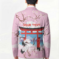 Japanese Torii Gate Cranes Personalised Blazer Fuji Mount Sakura Seigaiha Pattern