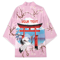 Japanese Torii Gate Cranes Personalised Kimono Fuji Mount Sakura Seigaiha Pattern