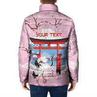 Japanese Torii Gate Cranes Personalised Padded Jacket Fuji Mount Sakura Seigaiha Pattern