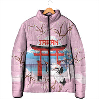 Japanese Torii Gate Cranes Personalised Padded Jacket Fuji Mount Sakura Seigaiha Pattern