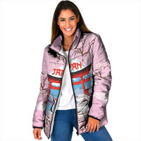 Japanese Torii Gate Cranes Personalised Padded Jacket Fuji Mount Sakura Seigaiha Pattern