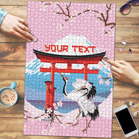 Japanese Torii Gate Cranes Personalised Puzzle Fuji Mount Sakura Seigaiha Pattern