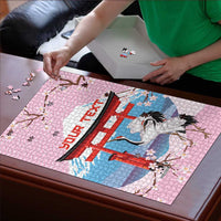 Japanese Torii Gate Cranes Personalised Puzzle Fuji Mount Sakura Seigaiha Pattern