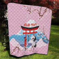 Japanese Torii Gate Cranes Personalised Quilt Fuji Mount Sakura Seigaiha Pattern