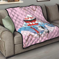 Japanese Torii Gate Cranes Personalised Quilt Fuji Mount Sakura Seigaiha Pattern