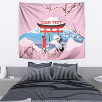 Japanese Torii Gate Cranes Personalised Tapestry Fuji Mount Sakura Seigaiha Pattern