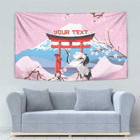 Japanese Torii Gate Cranes Personalised Tapestry Fuji Mount Sakura Seigaiha Pattern
