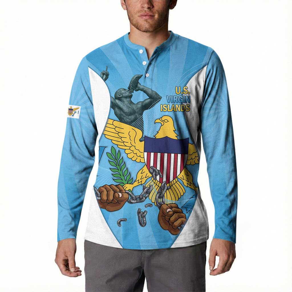 US Virgin Islands Button Sweatshirt Emancipation Proud Freedom Statue