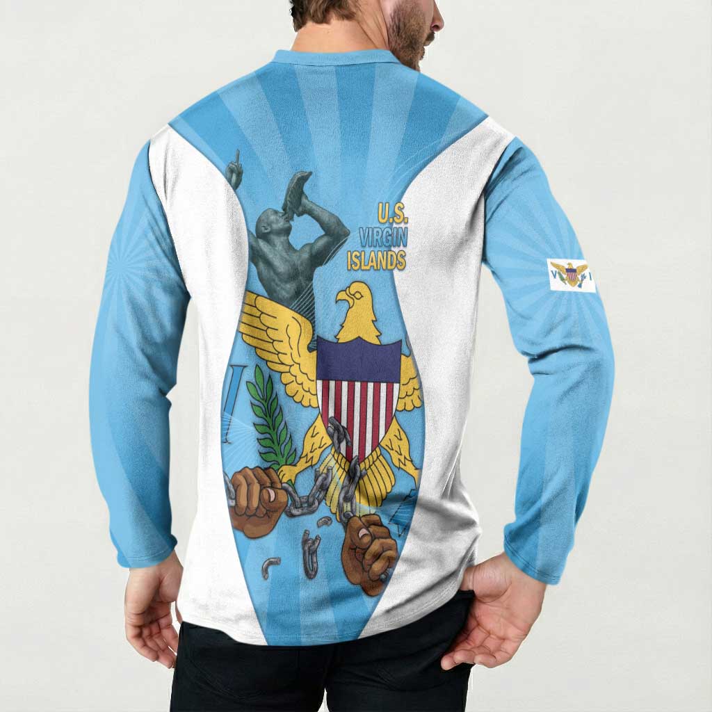 US Virgin Islands Button Sweatshirt Emancipation Proud Freedom Statue