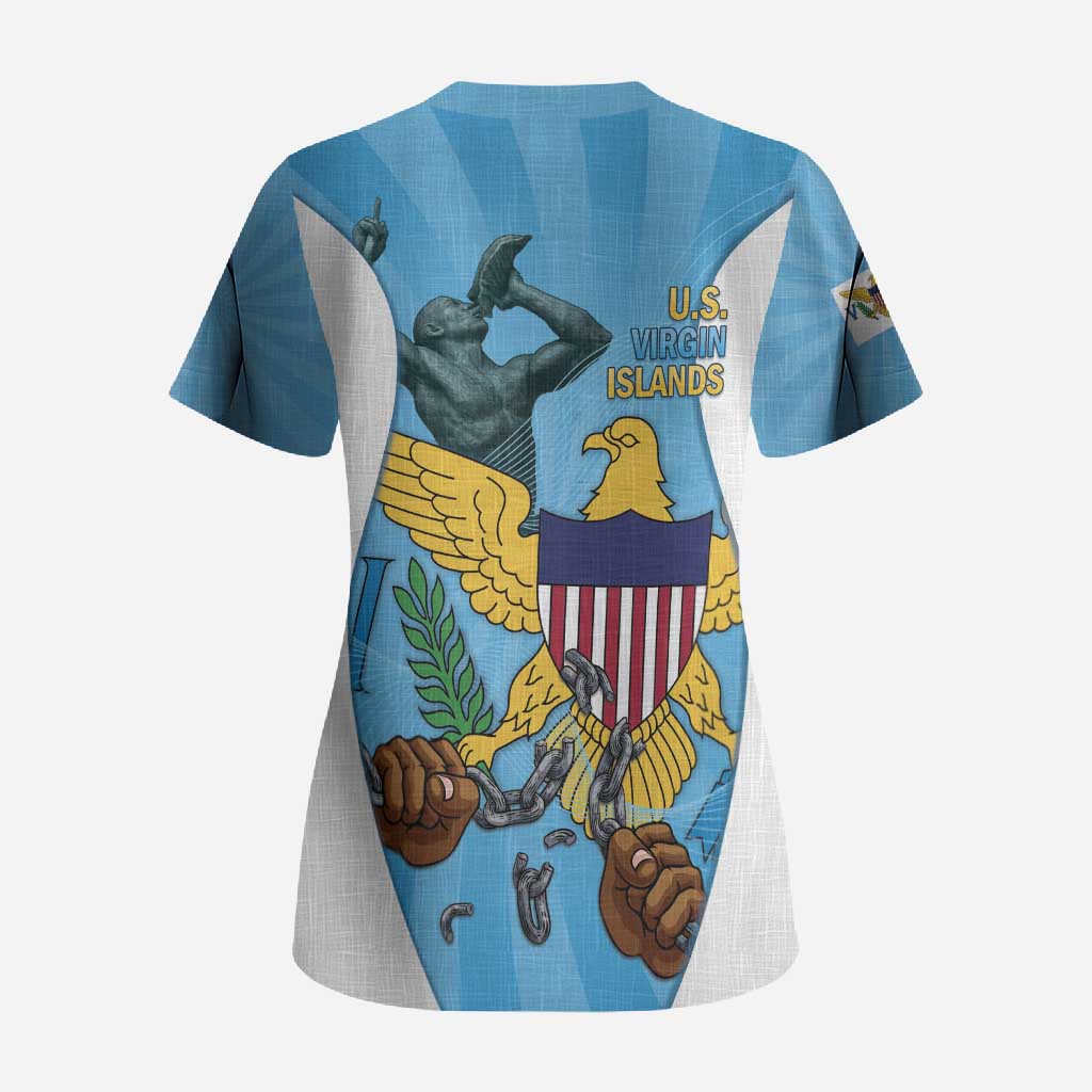 US Virgin Islands Scrub Top Emancipation Proud Freedom Statue