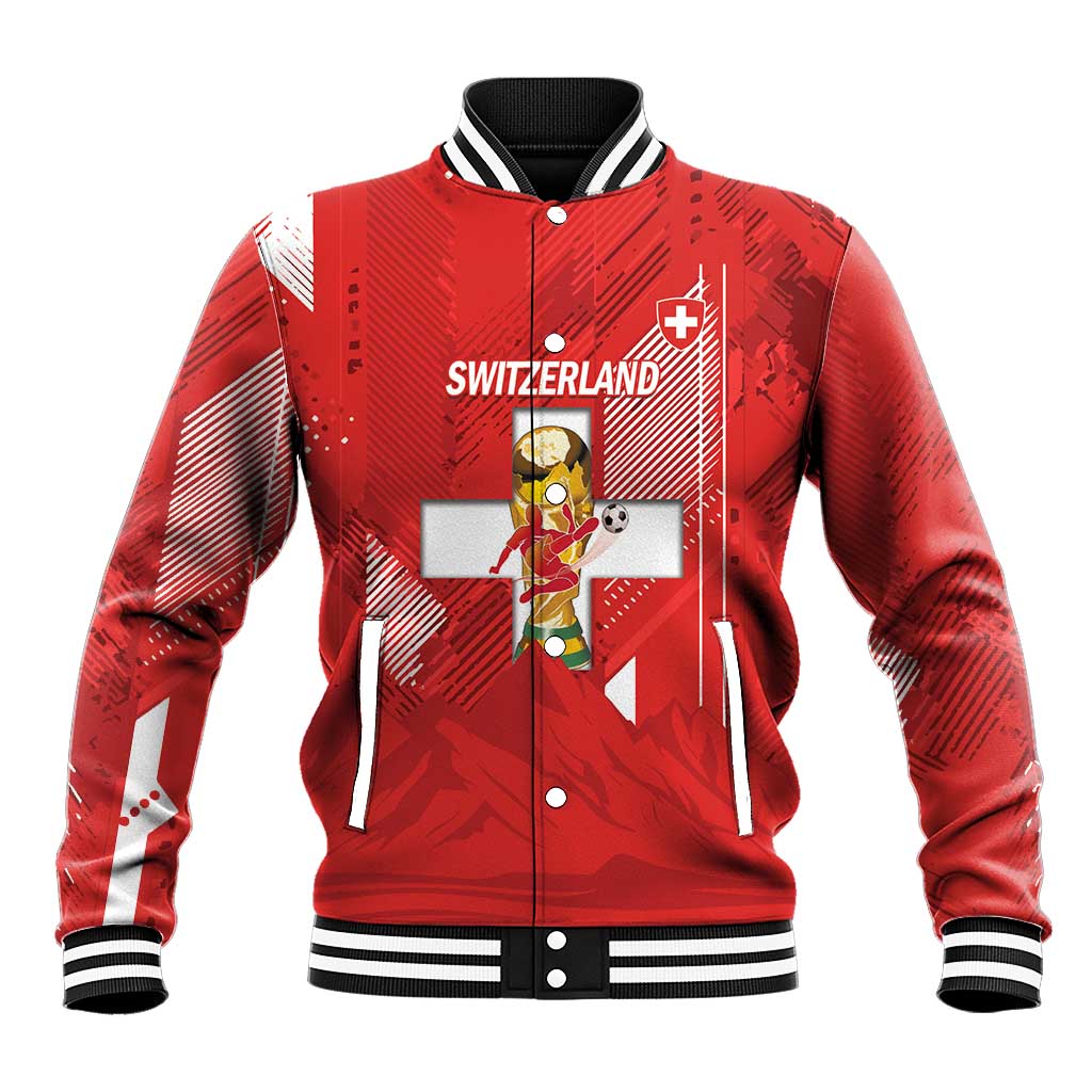 Switzerland Football Custom Baseball Jacket Go Nati Swiss Alps Grunge Style