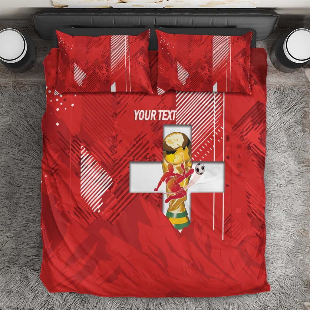 Switzerland Football Custom Bedding Set Go Nati Swiss Alps Grunge Style