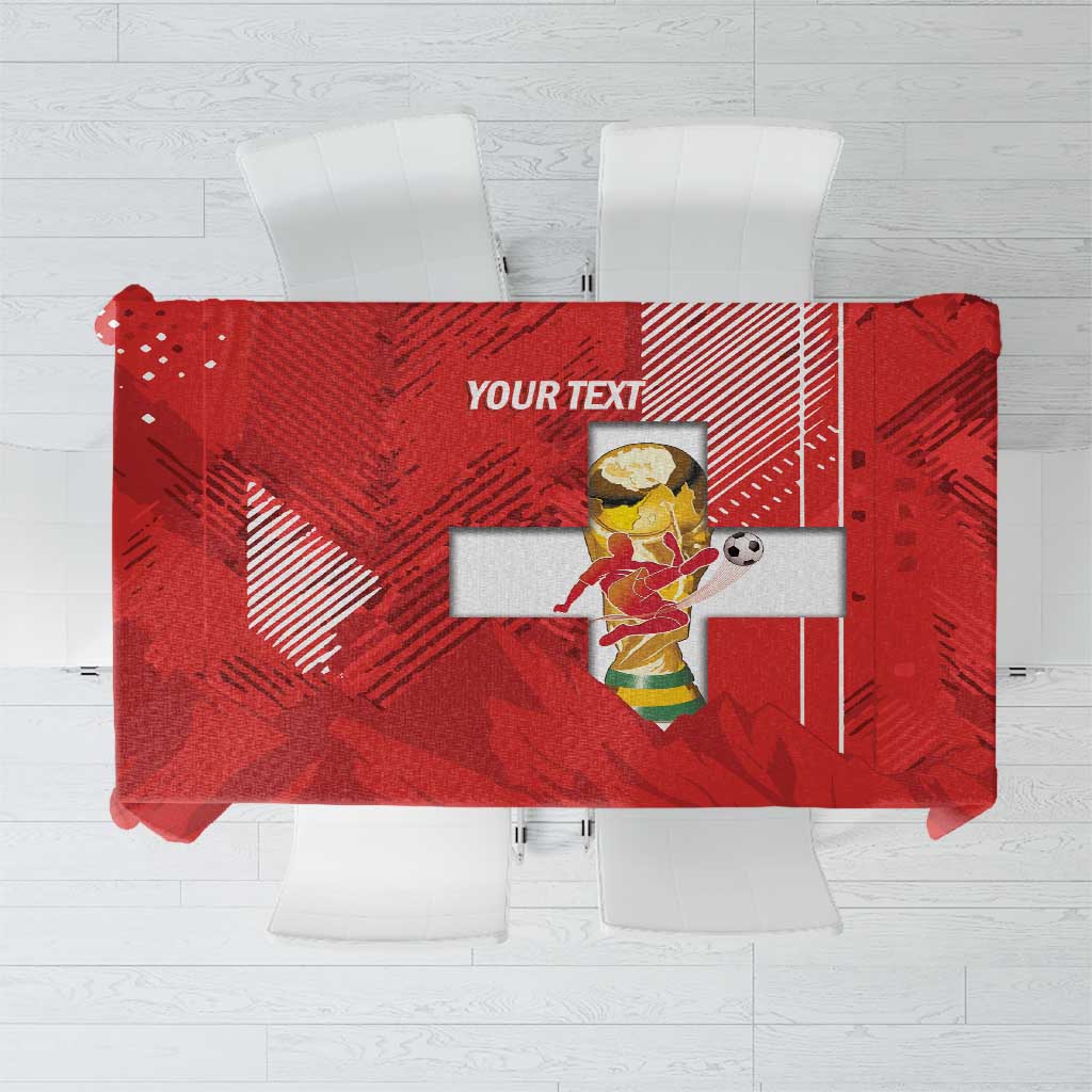 Switzerland Football Custom Tablecloth Go Nati Swiss Alps Grunge Style