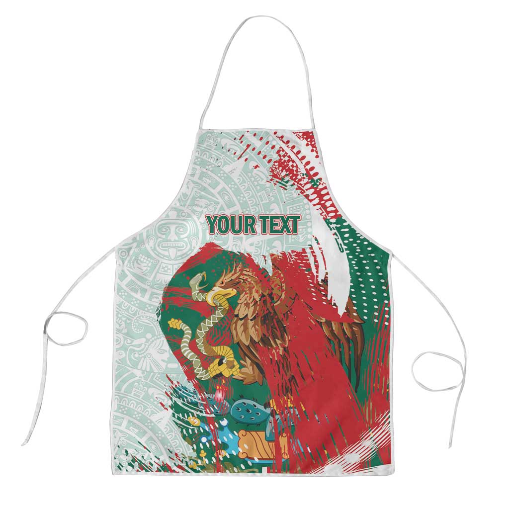 Mexico Football Custom Apron El Tri Aztec Calendar Brush Style
