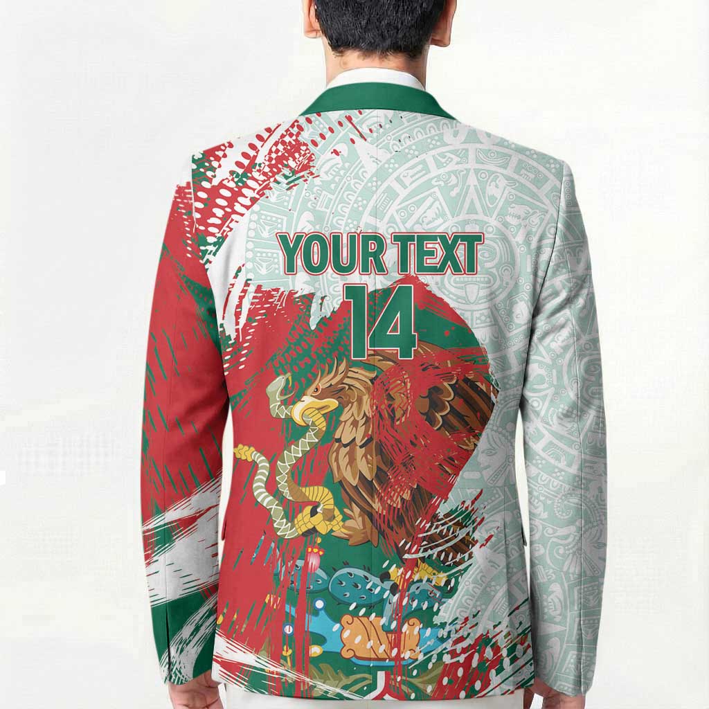 Mexico Football Custom Blazer El Tri Aztec Calendar Brush Style