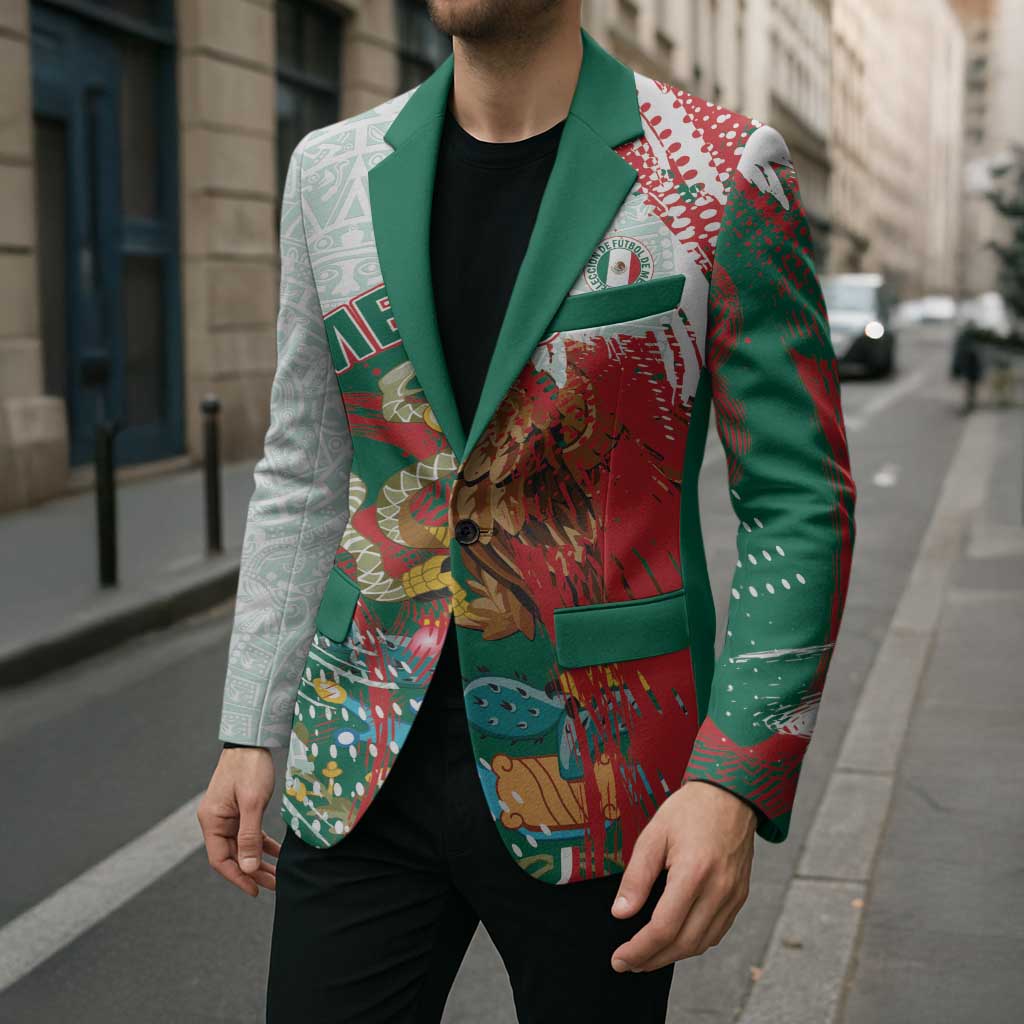 Mexico Football Custom Blazer El Tri Aztec Calendar Brush Style