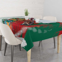 Mexico Football Custom Tablecloth El Tri Aztec Calendar Brush Style