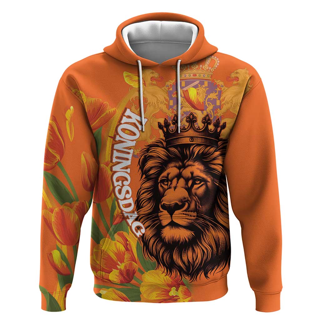 Nederland Fijne Koningsdag Hoodie Netherlands Lion With Orange Tulips