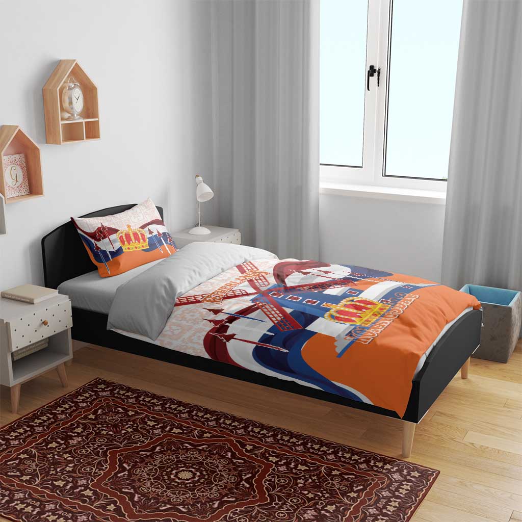 Netherlands King's Day Bedding Set Windmill With Nederland Pattern