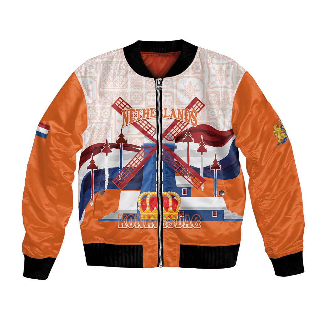 Netherlands King's Day Bomber Jacket Windmill With Nederland Pattern