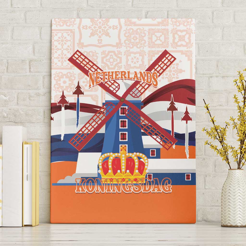 Netherlands King's Day Canvas Wall Art Windmill With Nederland Pattern